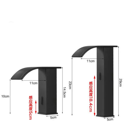 Modern matte black sensor waterfall basin faucet bathroom mixer