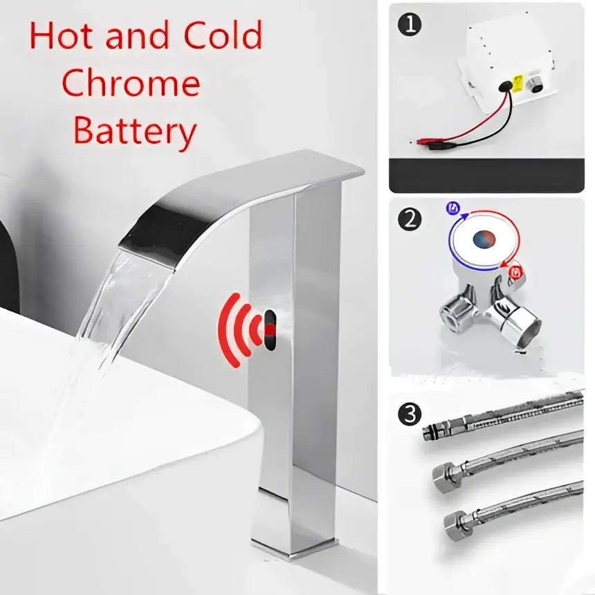 Modern matte black sensor waterfall basin faucet bathroom mixer