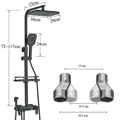 Modern matte black shower faucet set bathroom digital rainfall column