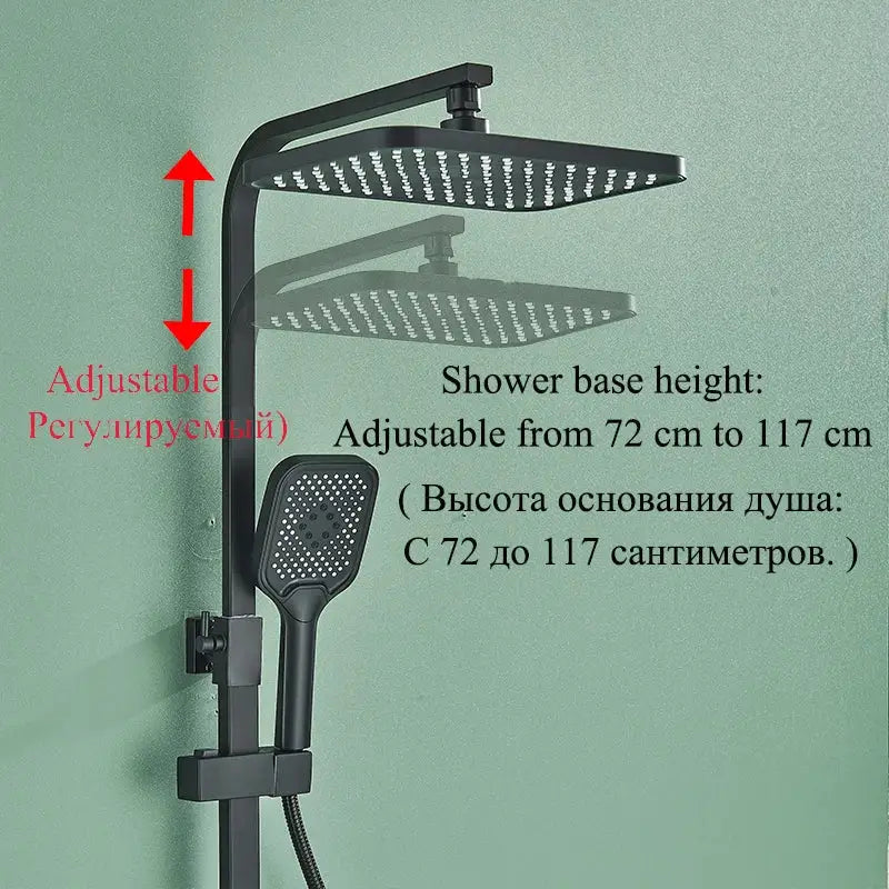 Modern matte black shower faucet set bathroom digital rainfall column