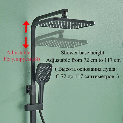 Modern matte black shower faucet set bathroom digital rainfall column