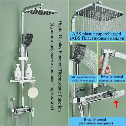 Modern matte black shower faucet set bathroom digital rainfall column