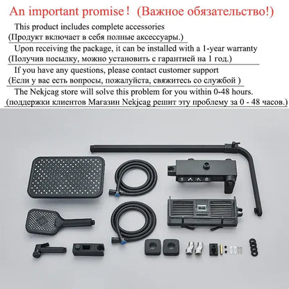 Modern matte black shower faucet set bathroom digital rainfall column