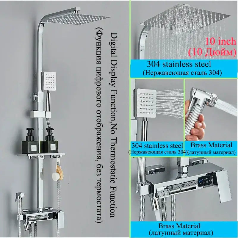 Modern matte black shower faucet set bathroom digital rainfall column