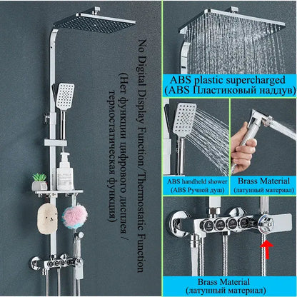 Modern matte black shower faucet set bathroom digital rainfall column