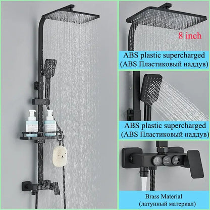 Modern matte black shower faucet set bathroom digital rainfall column