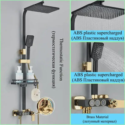 Modern matte black shower faucet set bathroom digital rainfall column