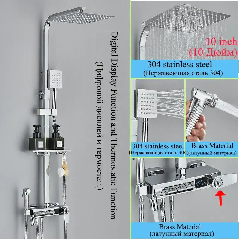 Modern matte black shower faucet set bathroom digital rainfall column