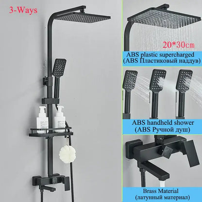 Modern matte black shower faucet set bathroom rain shower system