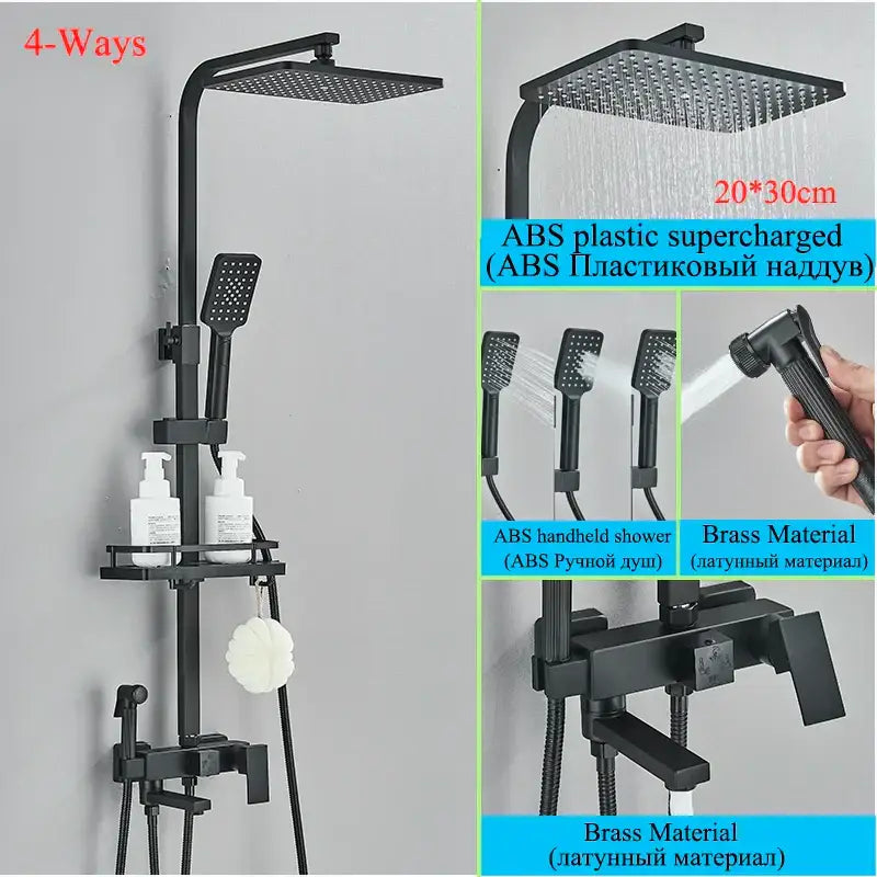 Modern matte black shower faucet set bathroom rain shower system