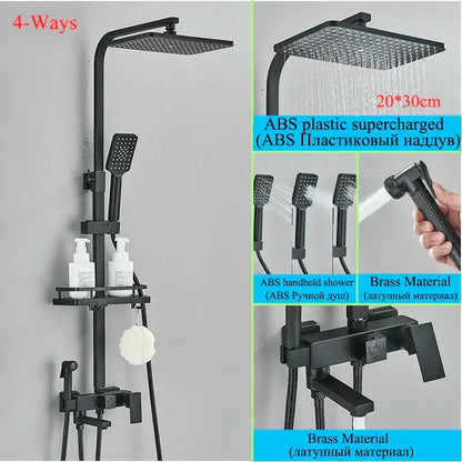 Modern matte black shower faucet set bathroom rain shower system