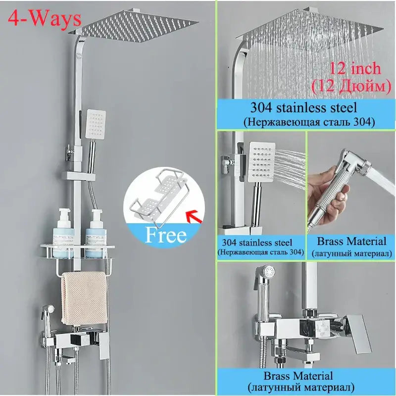 Modern matte black shower faucet set bathroom rain shower system