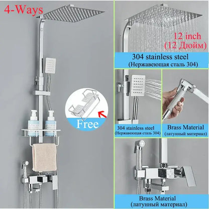 Modern matte black shower faucet set bathroom rain shower system