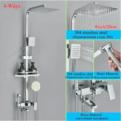 Modern matte black shower faucet set bathroom rain shower system