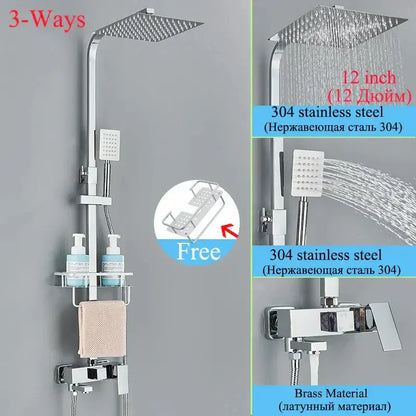 Modern matte black shower faucet set bathroom rain shower system