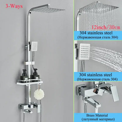Modern matte black shower faucet set bathroom rain shower system