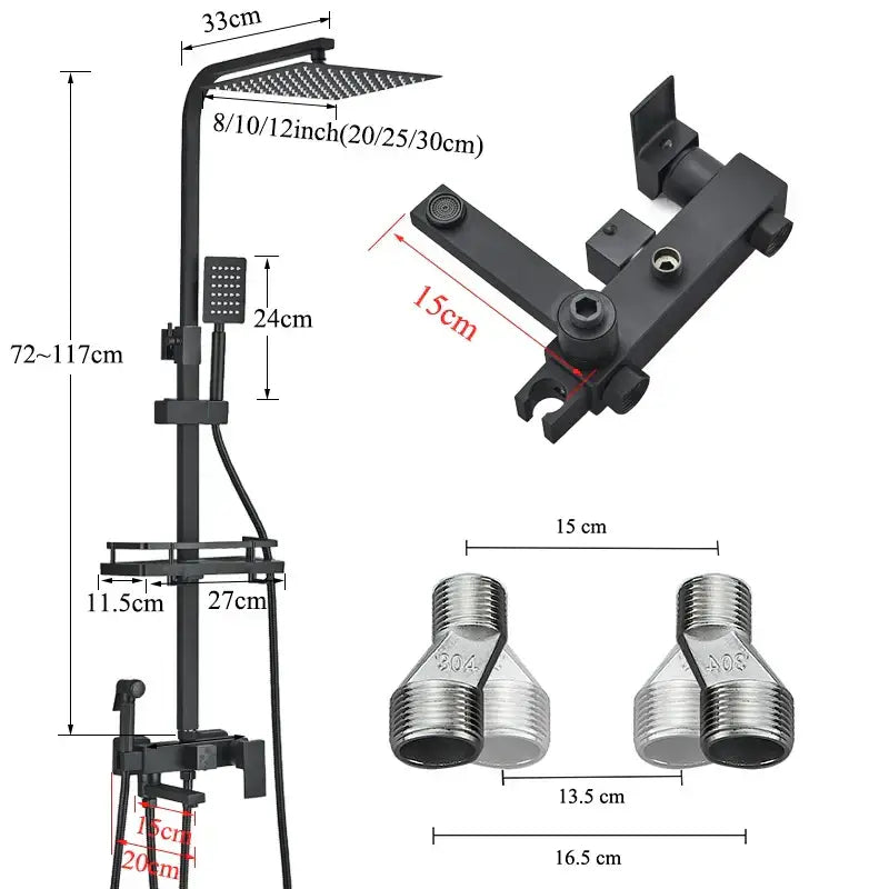 Modern matte black shower faucet set bathroom rain shower system