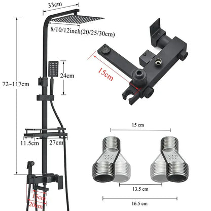 Modern matte black shower faucet set bathroom rain shower system