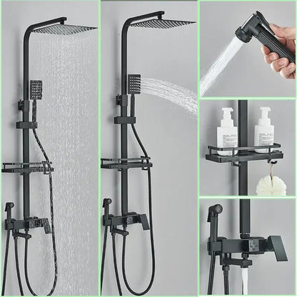 Modern matte black shower faucet set bathroom rain shower system