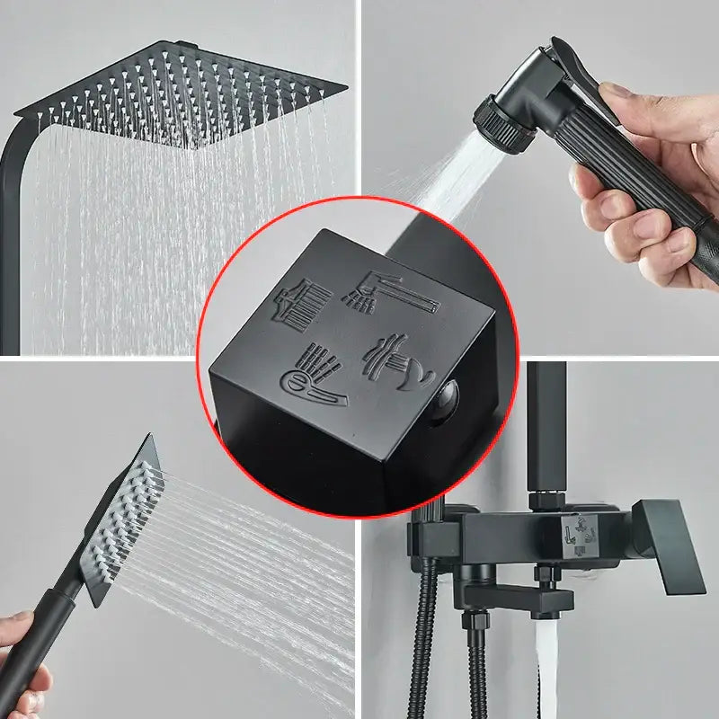 Modern matte black shower faucet set bathroom rain shower system