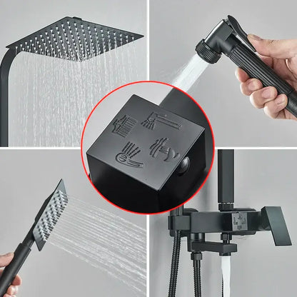 Modern matte black shower faucet set bathroom rain shower system