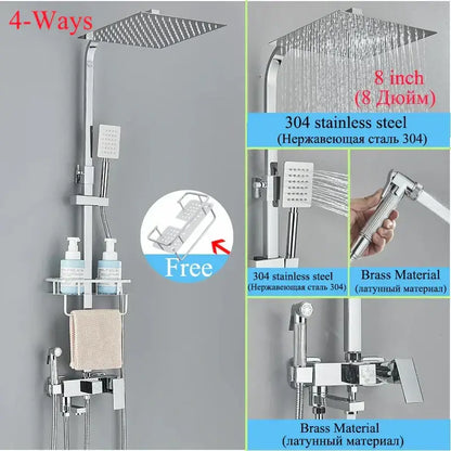 Modern matte black shower faucet set bathroom rain shower system