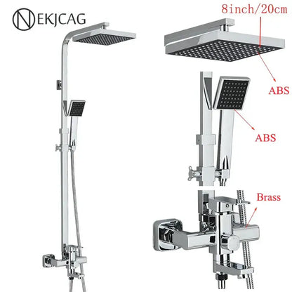 Modern matte black shower faucet set with waterfall bathtub tap