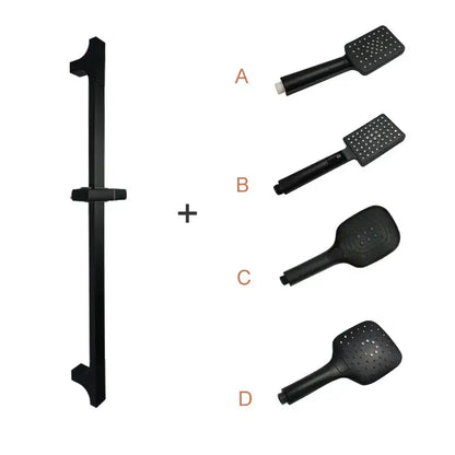 Modern matte black shower slider rail set bathroom rainhead