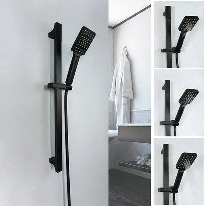 Modern matte black shower slider rail set bathroom rainhead