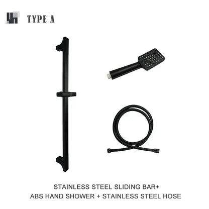 Modern matte black shower slider rail set bathroom rainhead