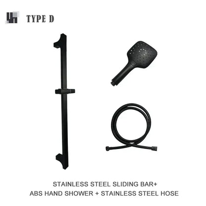 Modern matte black shower slider rail set bathroom rainhead