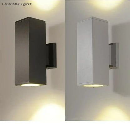 Modern matte black & silver outdoor wall lamp – garden minimalist sconce