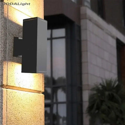 Modern matte black & silver outdoor wall lamp – garden minimalist sconce