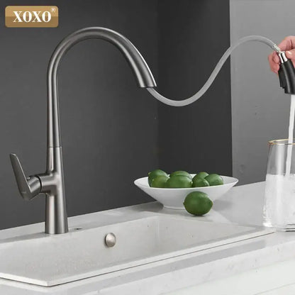 Modern matte black single handle pull out kitchen faucet