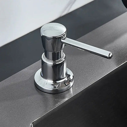 Modern matte black soap dispenser with stainless steel head kitchen