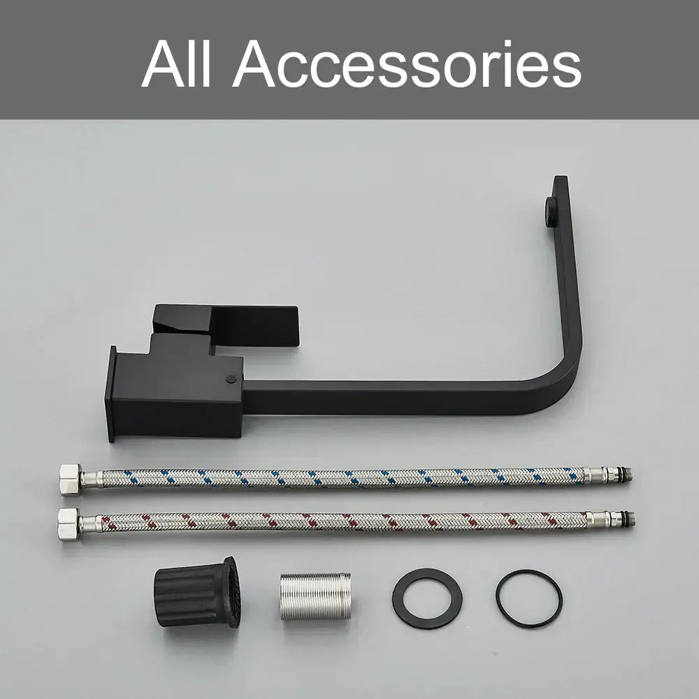 Modern matte black square kitchen faucet hot and cold mixer tap