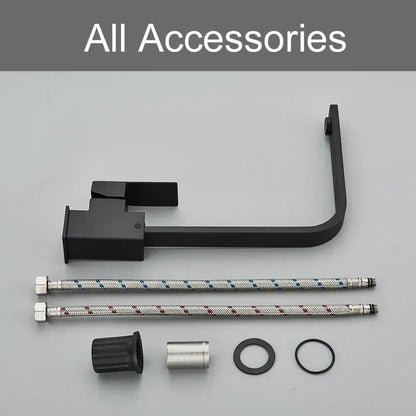 Modern matte black square kitchen faucet hot and cold mixer tap