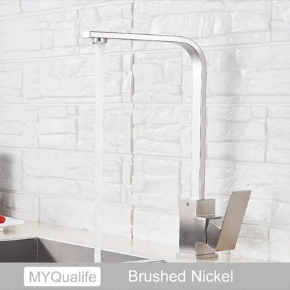 Modern matte black square kitchen faucet hot and cold mixer tap