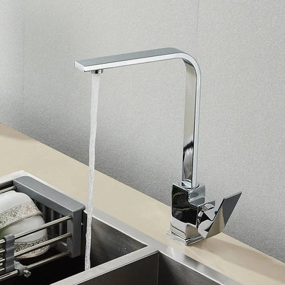 Modern matte black square kitchen faucet hot and cold mixer tap