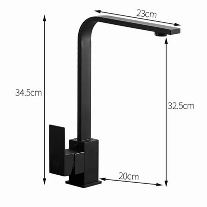 Modern matte black square kitchen faucet hot and cold mixer tap