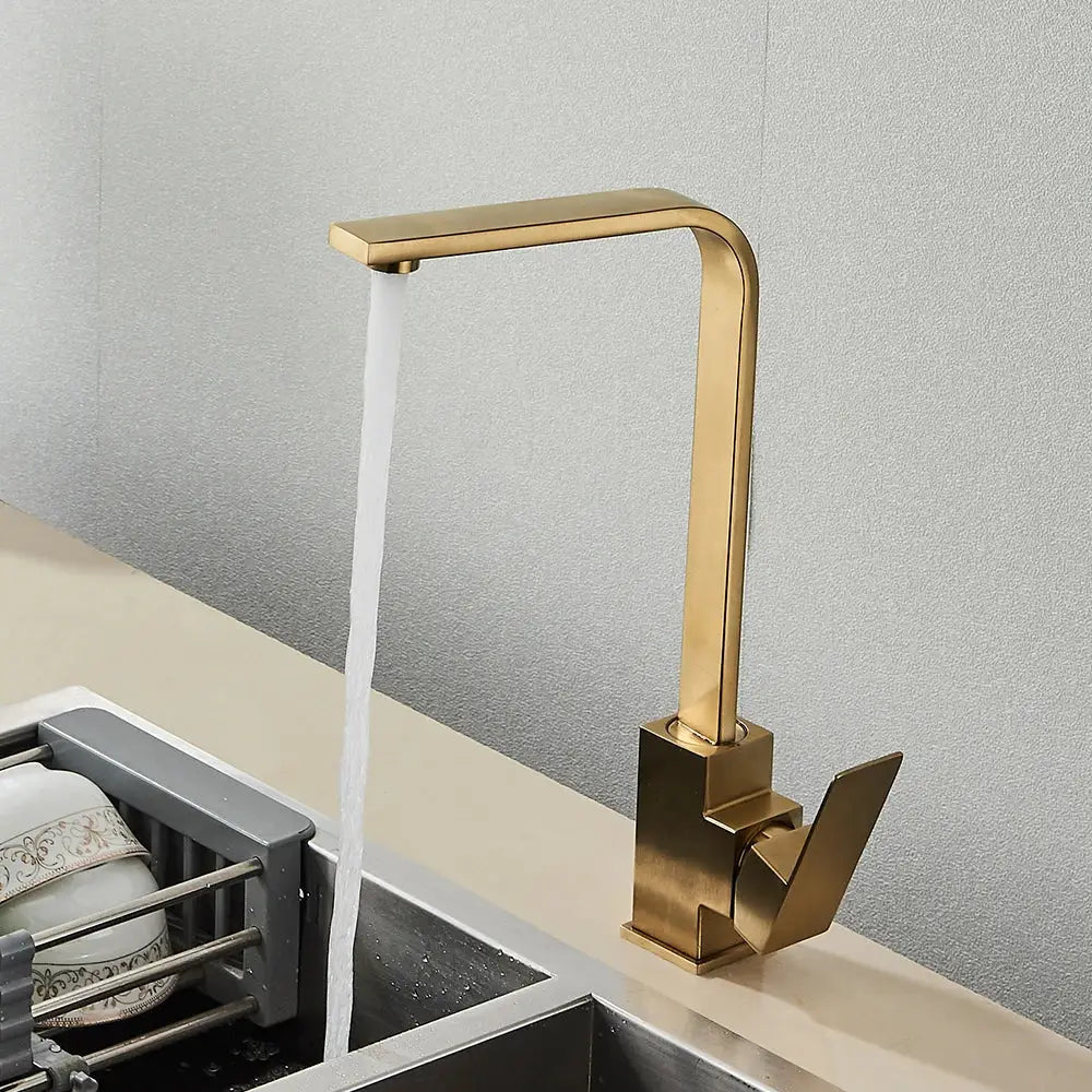 Modern matte black square kitchen faucet hot and cold mixer tap