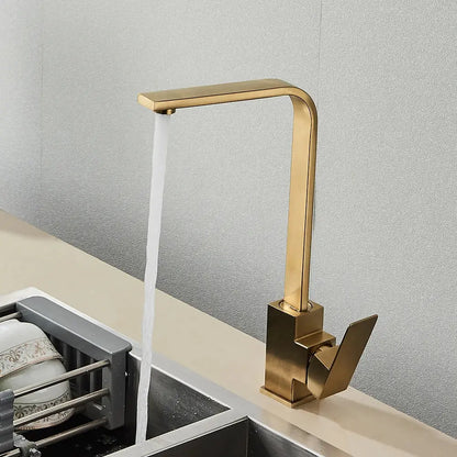 Modern matte black square kitchen faucet hot and cold mixer tap