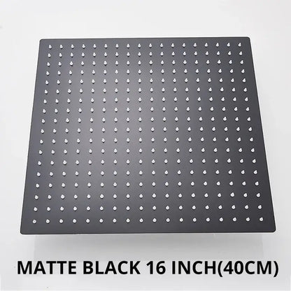 Modern matte black square rainfall shower head bathroom fixture