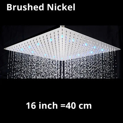 Modern matte black square rainfall shower head bathroom fixture