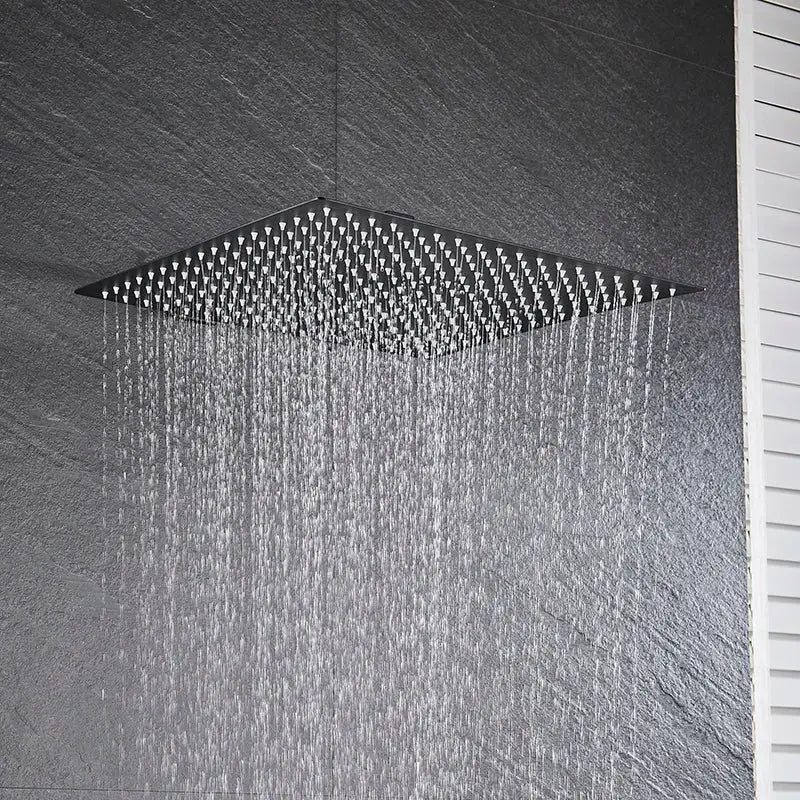 Modern matte black square rainfall shower head bathroom fixture