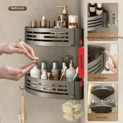 Modern matte black stainless steel corner shelf organizer bathroom storage