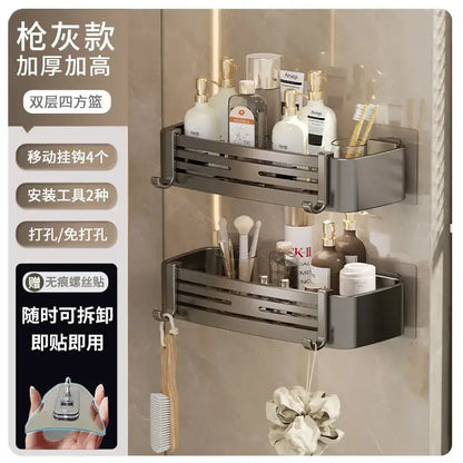 Modern matte black stainless steel corner shelf organizer bathroom storage