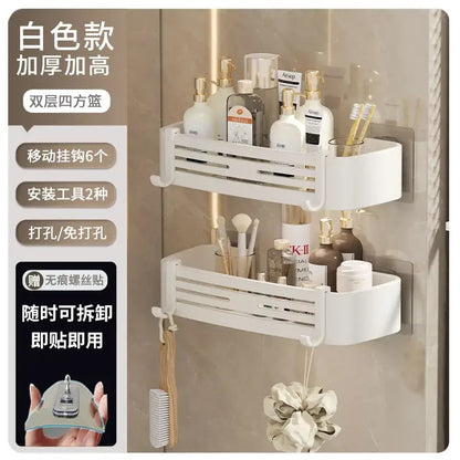 Modern matte black stainless steel corner shelf organizer bathroom storage