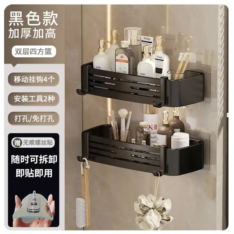 Modern matte black stainless steel corner shelf organizer bathroom storage