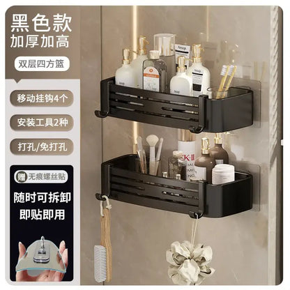 Modern matte black stainless steel corner shelf organizer bathroom storage